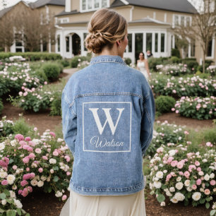 Aangepaste familienaam Vierkant Monogram Denim Jacket