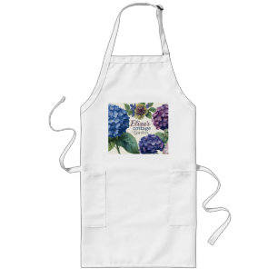 Aangepaste familienaam waterverf hydrangea lang schort