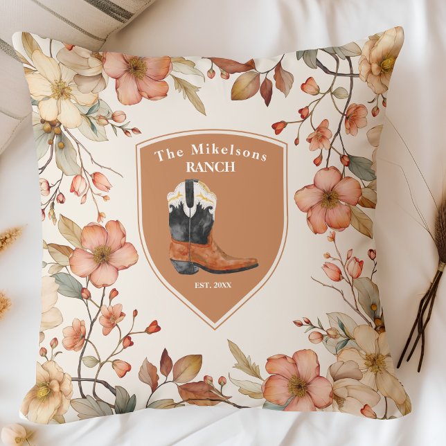 Aangepaste familienaam Western Ranch Kussen (Creator heeft geüpload)