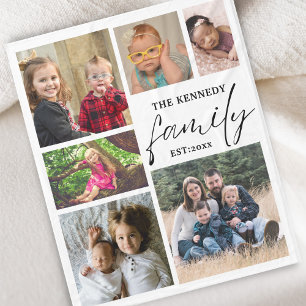 Aangepaste familienaam White 6 Foto Collage Fleece Deken