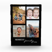 Aangepaste familienaam zwart 4 Fotocollage blok (Voorkant)
