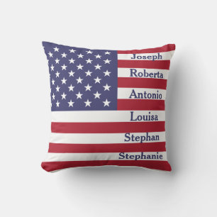Aangepaste familienamen Amerikaanse vlag Patriotti Kussen