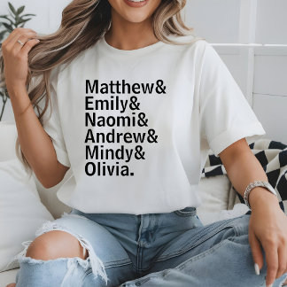 Aangepaste familienamen Lijst Gepersonaliseerde te T-shirt