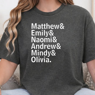 Aangepaste familienamen Lijst Gepersonaliseerde te T-shirt