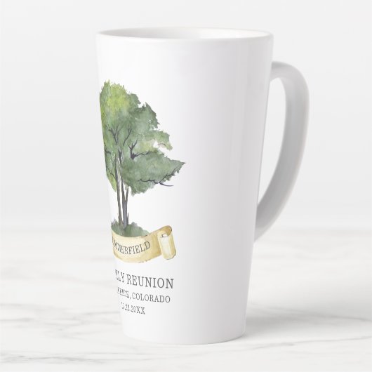 Aangepaste familiereünie boomnaam Keepsake Latte Mok (Rechterhoek)