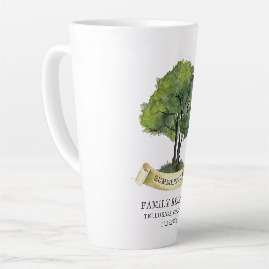 Aangepaste familiereünie boomnaam Keepsake Latte Mok (Linkerhoek)