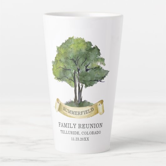Aangepaste familiereünie boomnaam Keepsake Latte Mok (Voorkant)