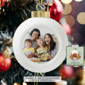 Aangepaste FAMILY Script One Photo Keepsake Keramische Bal Ornament