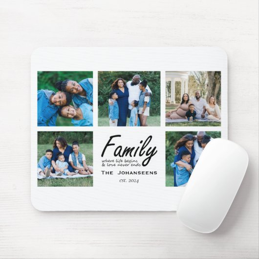 Aangepaste Family Script Quote Fotocollage Keepsak Muismat (Met muis)