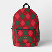 Aangepaste Fancy Monogram Naam Plaid Bedrukte Rugzak (Voorkant)