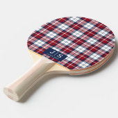 Aangepaste Fancy Monogram Naam Plaid Ping Pong Pad Tafeltennisbatje (Voorkant Gekanteld)