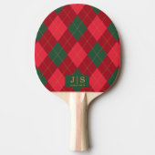 Aangepaste Fancy Monogram Naam Plaid Tafeltennisbatje (Voorkant)