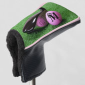 Aangepaste Fancy monogram roze Golfbal van het Man Golfheadcover (3/4 voorkant)