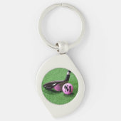 Aangepaste Fancy monogram roze Golfbal van het Man Sleutelhanger (Voorkant)