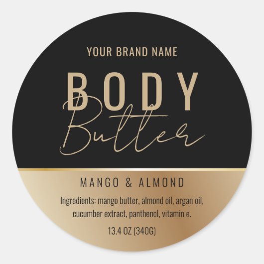 Aangepaste Faux Gold Body Butter Product Label (Voorkant)