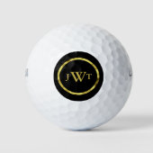 Aangepaste Faux Gold Border en Monogram Golfballen (Voorkant)