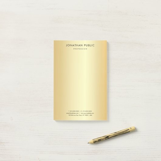 Aangepaste Faux Gold Elegant Eenvoudige Sjabloon M Post-it® Notes (Op bureau)