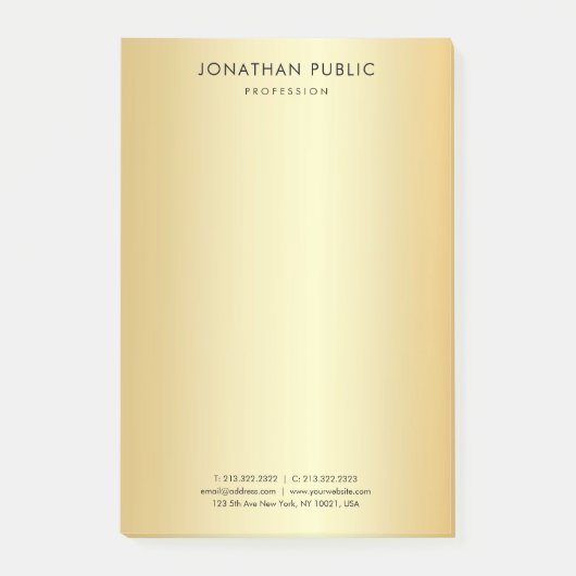 Aangepaste Faux Gold Elegant Eenvoudige Sjabloon M Post-it® Notes (Voorkant)