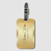 Aangepaste Faux Gold Glamour Typografie Script Naa Bagagelabel (Voorkant (verticaal))