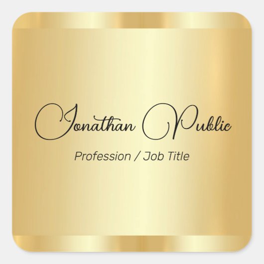 Aangepaste Faux Gold Glamour Typografie Script Naa Vierkante Sticker (Voorkant)