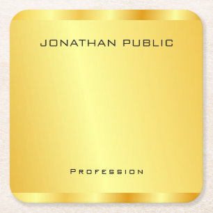 Aangepaste Faux Gold Modern Elegant Sjabloon Vierkante Kartonnen Onderzetter