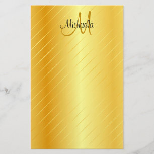 Aangepaste Faux Gold Monogram Elegant Moderne Sjab Briefpapier