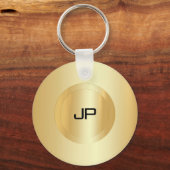 Aangepaste Faux Gold Monogram Elegant Sjabloon Sleutelhanger (Voorkant)