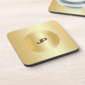 Aangepaste Faux Gold Monogram Glam Sjabloon Bier Onderzetter (Linkerzijde)