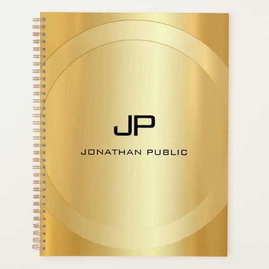 Aangepaste Faux Gold Monogram Glamoureuze Sjabloon Planner (Voorkant)
