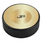 Aangepaste Faux Gold Monogram Sjabloon Trendy Hockey Puck (3/4)