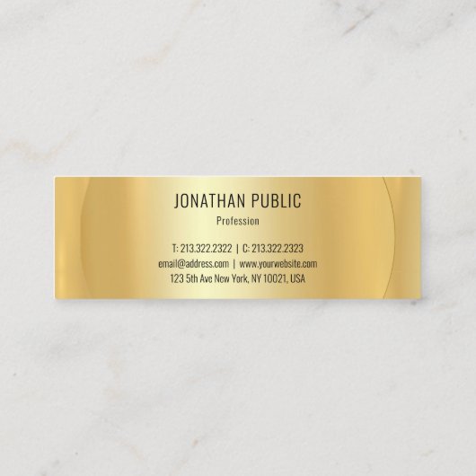 Aangepaste Faux Gold Professional Moderne Sjabloon Mini Visitekaartje (Achterkant)