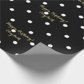 Aangepaste Faux Gold Script Black en White Polka D Cadeaupapier (Hoek)