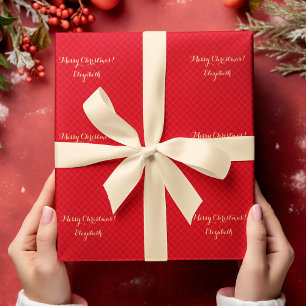 Aangepaste Faux Gold Script Merry Christmas Red-ch Cadeaupapier