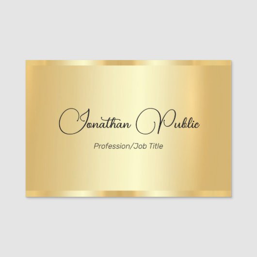 Aangepaste Faux Gold Script Sjabloon Typografie Na Naamplaatje (Voorkant)