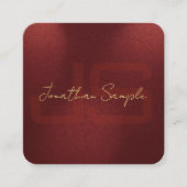 Aangepaste Faux Gold Text Elegant Monogram Initial Vierkante Visitekaartje (Voorkant)