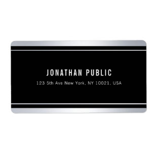 Aangepaste Faux Silver Black Modern Elegant Shippi Etiket