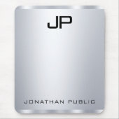 Aangepaste Faux Silver Metallic look Monogram Vert Muismat (Voorkant)