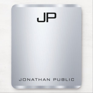 Aangepaste Faux Silver Metallic look Monogram Vert Muismat