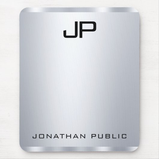 Aangepaste Faux Silver Metallic look Monogram Vert Muismat (Voorkant)