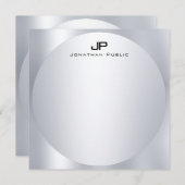 Aangepaste Faux Silver Monogram Simple Elegant Tre Notitiekaartje (Voorkant / Achterkant)