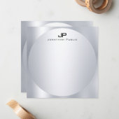 Aangepaste Faux Silver Monogram Simple Elegant Tre Notitiekaartje (Voorkant / Achterkant in situ)