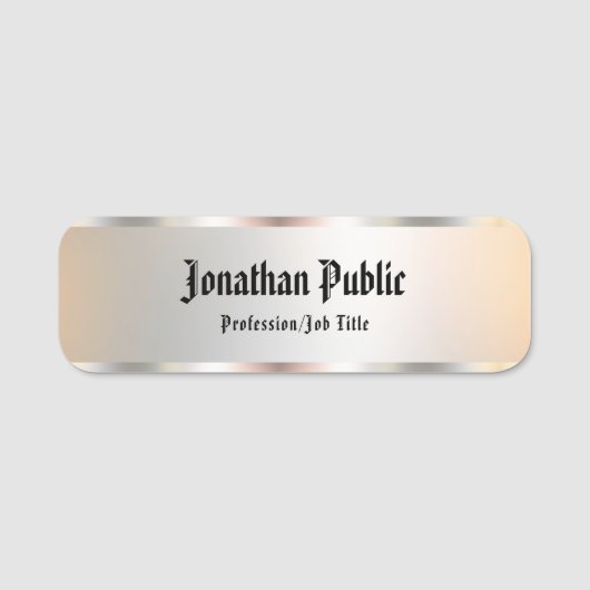 Aangepaste Faux Silver Script Text Sjabloon Elegan Naamplaatje (Voorkant)