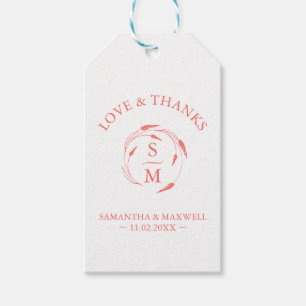 Aangepaste favoriete tags voor bruiloften Peach Cadeaulabel