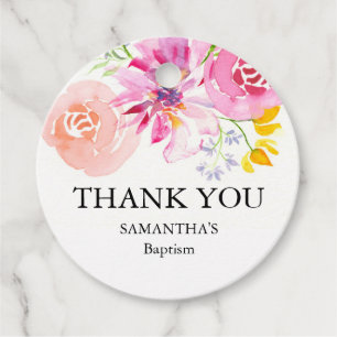 Aangepaste Favorieten Waterverf Bloemen Doop Bedankjes Labels