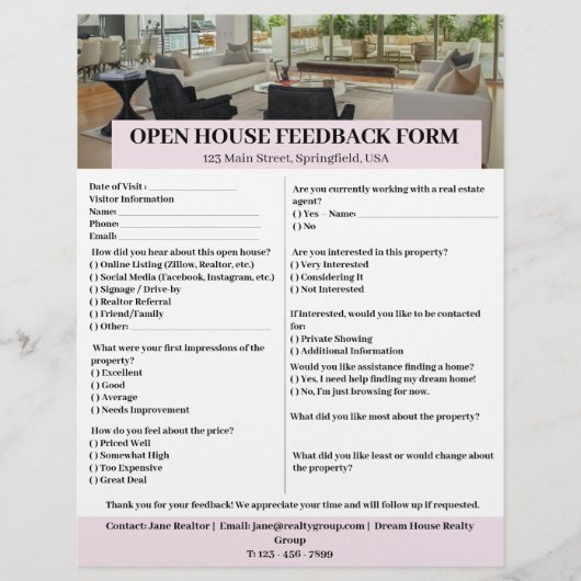 Aangepaste feedbackformulier voor open huis van ma flyer (Voorkant)