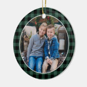 Aangepaste feestdag met groene en zwarte buffels F Keramisch Ornament (Links)