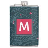 Aangepaste feestdag van Monogram Modern Spruce en  Heupfles (Voorkant)