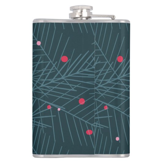 Aangepaste feestdag van Monogram Modern Spruce en  Heupfles (Achterkant)