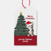 Aangepaste feestdag voor corgi-kerstbomen in Trico Cadeaulabel (Voorkant)