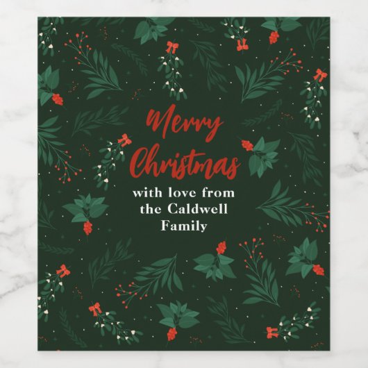 Aangepaste feestdag voor kerstmis met groene kerst wijn etiket (Enkel label)